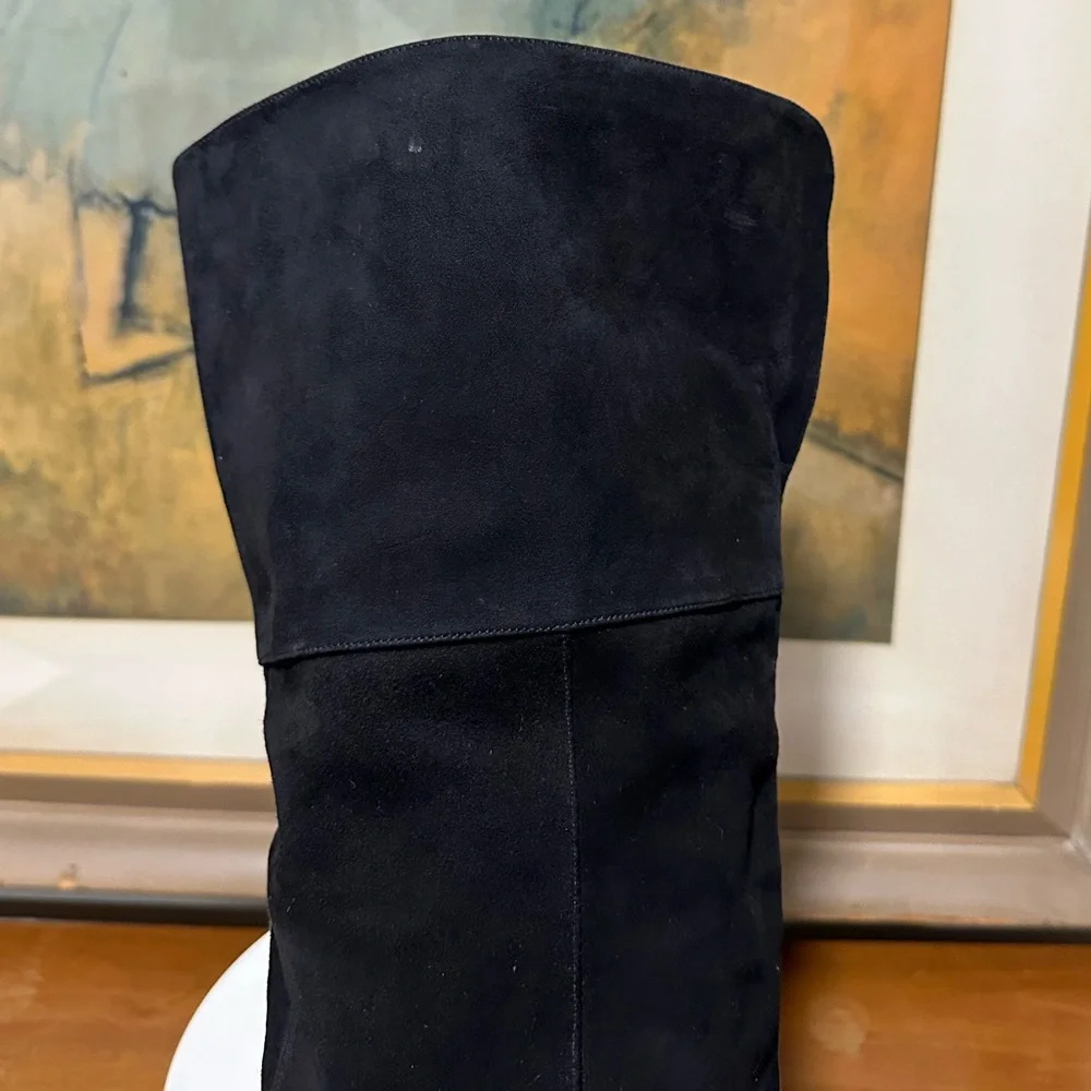 🌹LARROUDE🌹Kate Pointed Toe Over The Knee Boot in Black Suede Size: 7